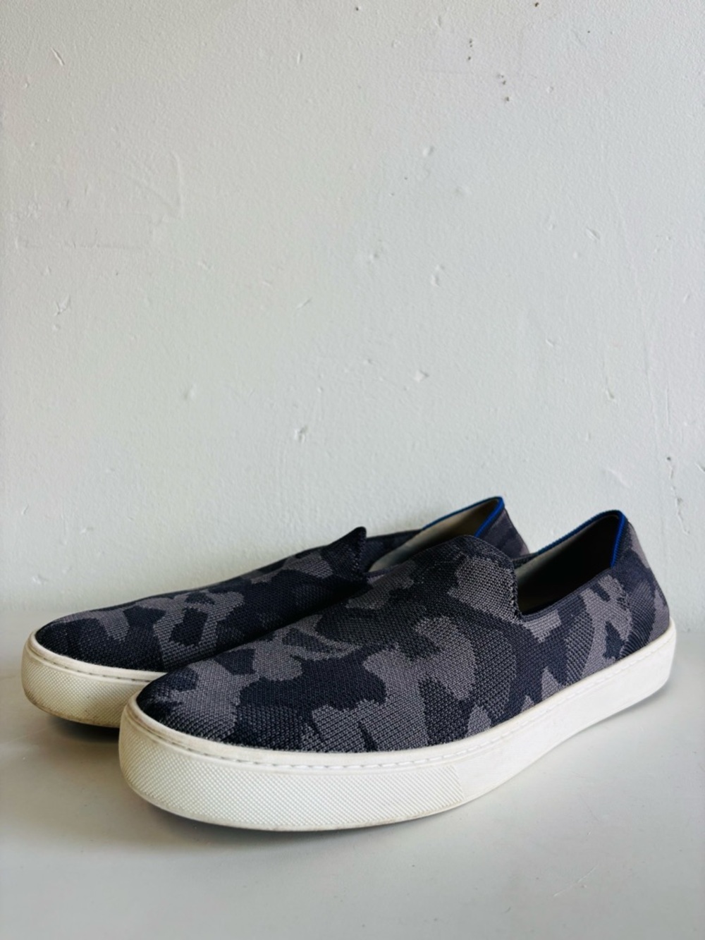 Rothy's Gray Camo Slip-On Sneakers